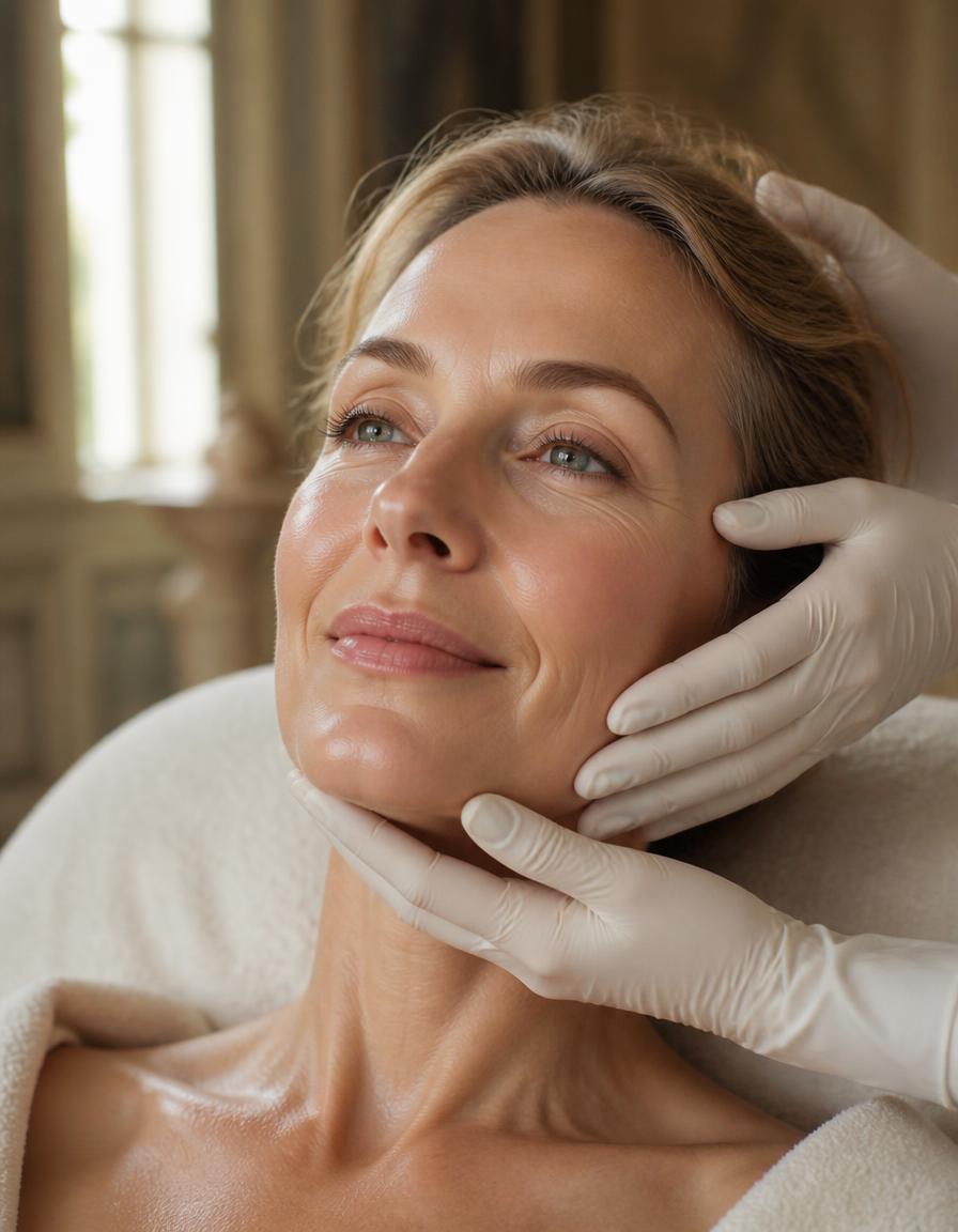 Client receiving a gentle facial skin rejuvenation treatment